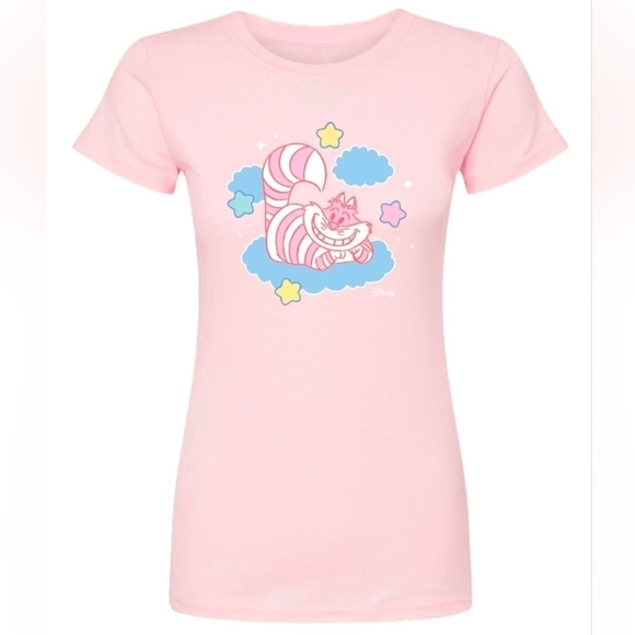 Disney Tops - Disney's Juniors Fitted XL Pink Cheshire Cat Tee. New With Out Tags